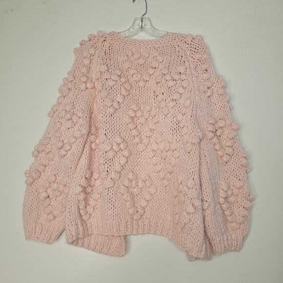 CHIC WISH Hand Made Pink Open Cardigan Pom Pom Heart Shape - Picture 10 of 10